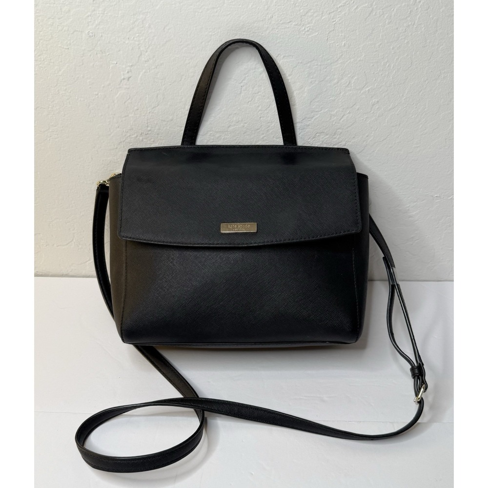 Kate Spade‎ Laurel Way Alisanne Black Leather Satchel Purse Career Adjustable